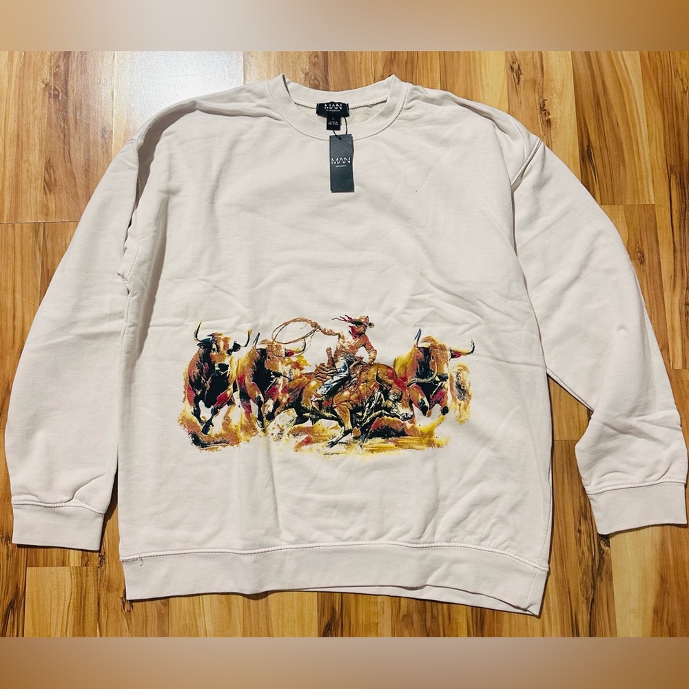 Boohoo Cream Crewneck Sweater Casual Style